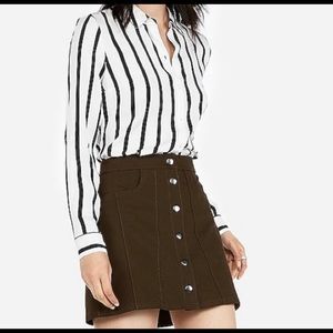 Express olive green button up mini skirt